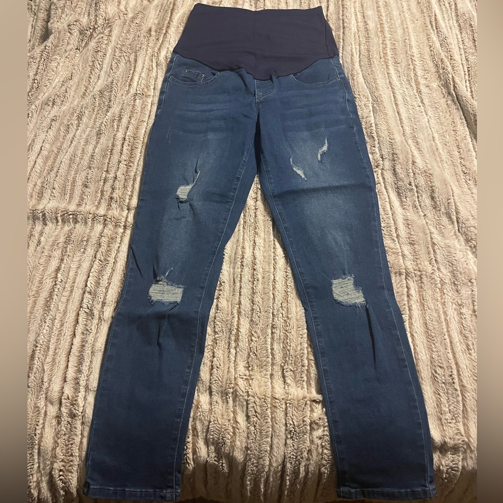 Distressed Skinny Maternity Jeans